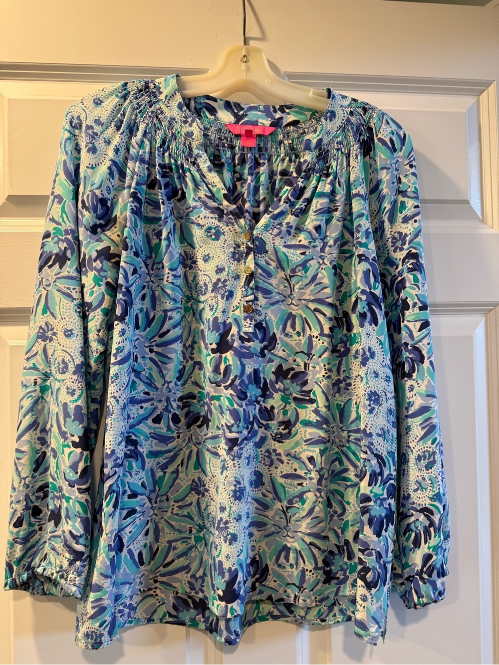 Floral Peasant Blouse - Blue Multi